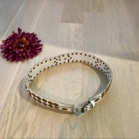 LF white&gold studded genuine leather belt! Small